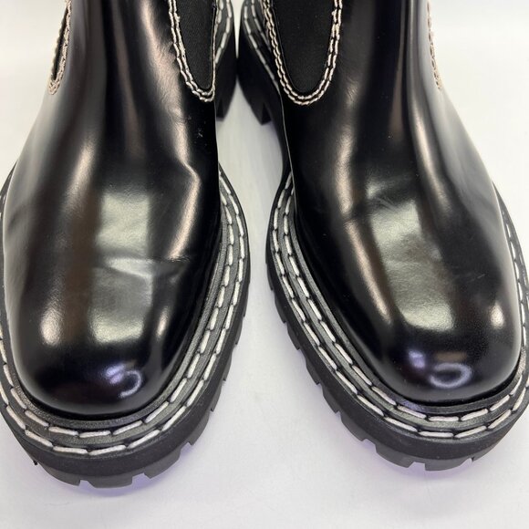 Proenza Schouler Brushed Calf Chelsea Boot Size 37.5 Black Lug Sole Ankle Boots - Picture 4 of 16